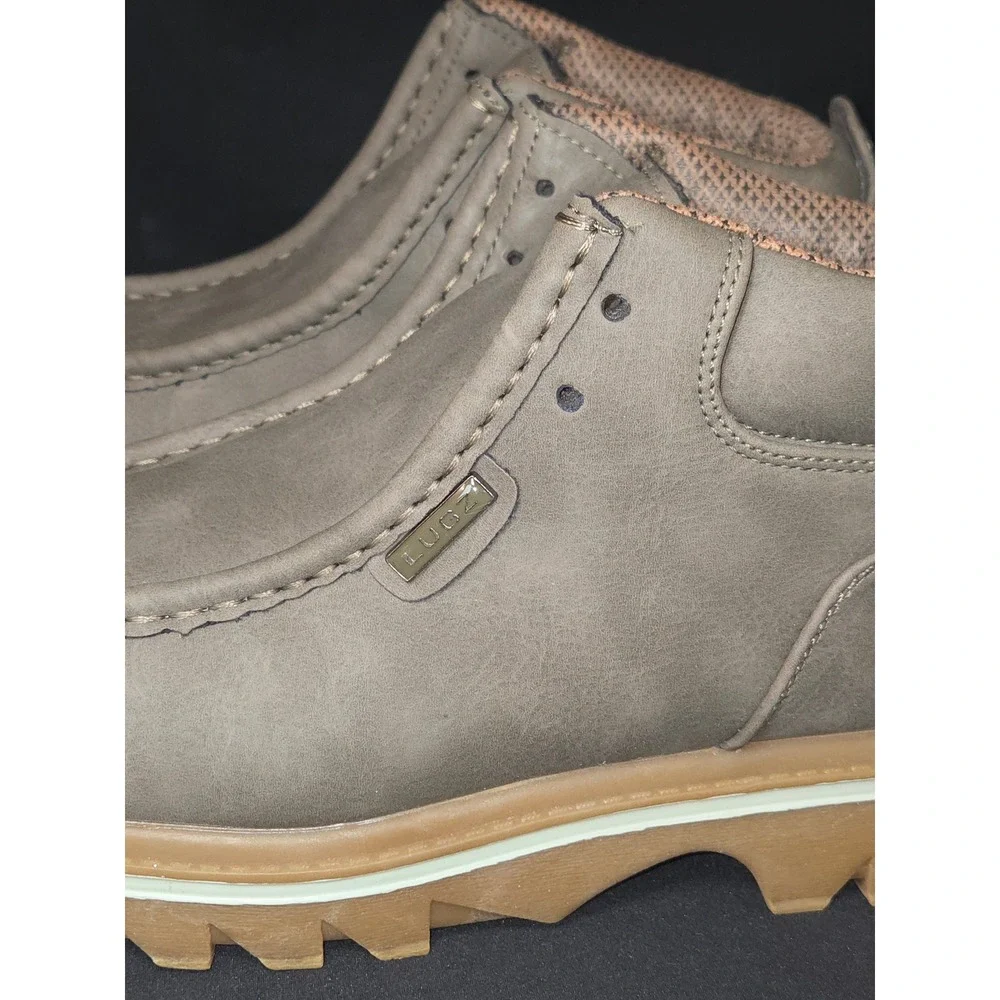 Lugz fringe‎ strutt vintage Suede Moc Toe Ankle Boots Khaki Men's Size 8 USA